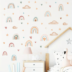 Rainbow Heart Clouds Vinyl Wall Stickers DIY Murals for Room Decor