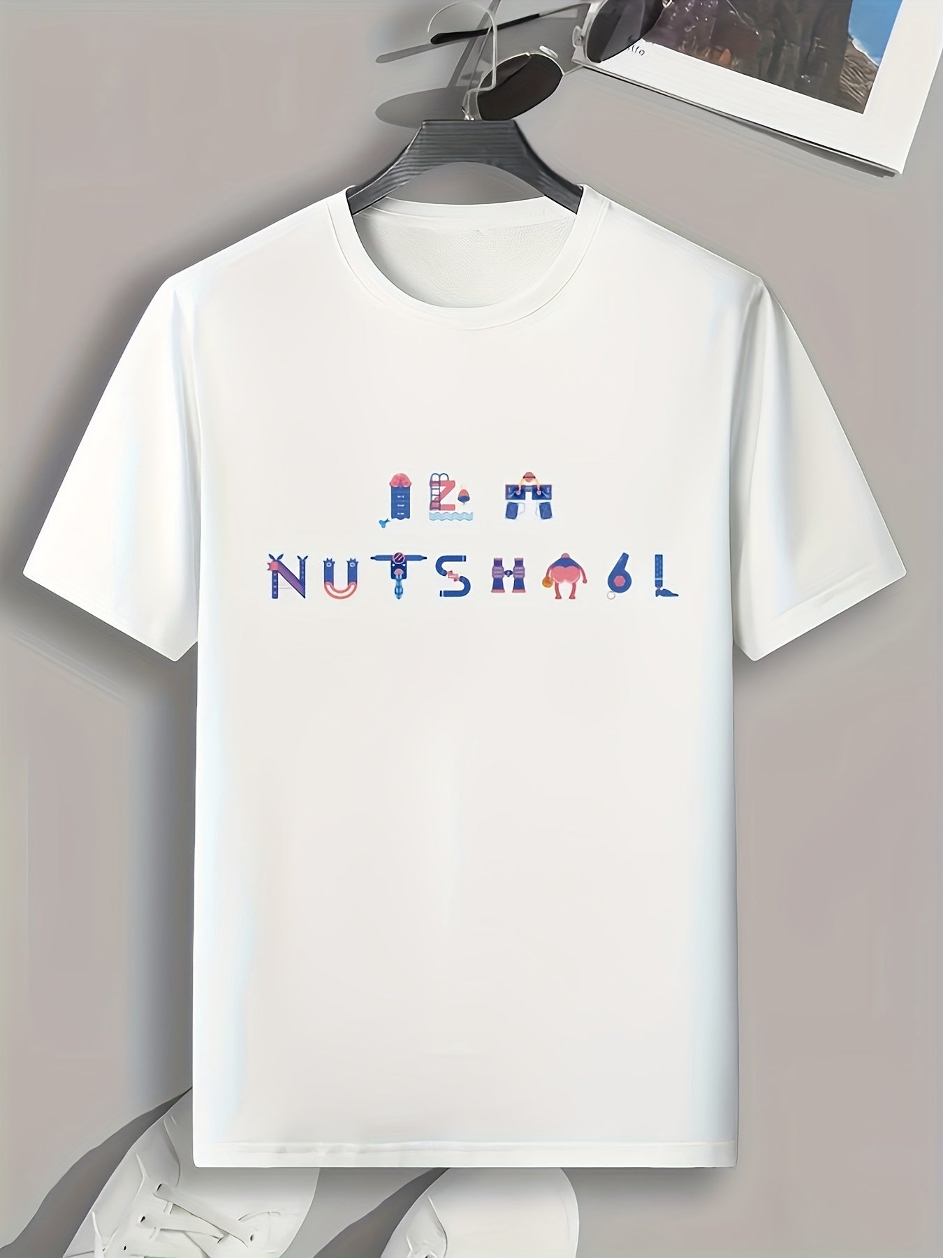 Letter Pattern Print Men's Comfy Sports T-shirt