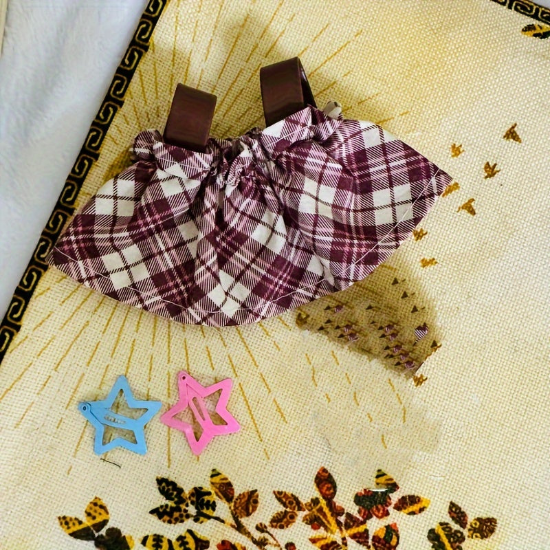 Doll Clothes Set College Style Plaid Skirt Princess Shoes Sweater T-shirt