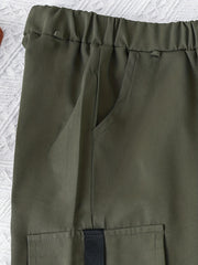 Boy's Green Cargo Pants With Pockets for Outdoor