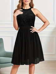 Lace Ruched Sleeveless Party Dress