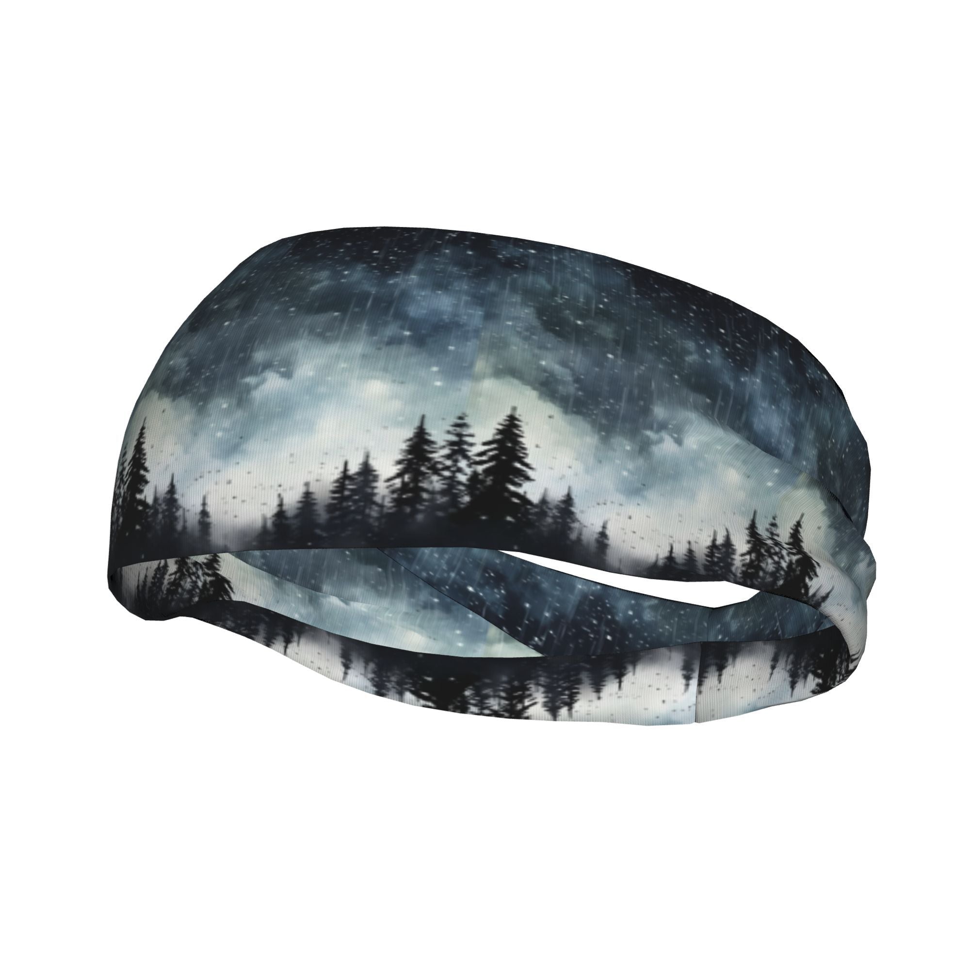 Unisex Sports Headband with Starry Night Forest Design