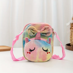 Kids Plush Crossbody Bag Coin Purse Cartoon Three-layer Girls Storage Bag