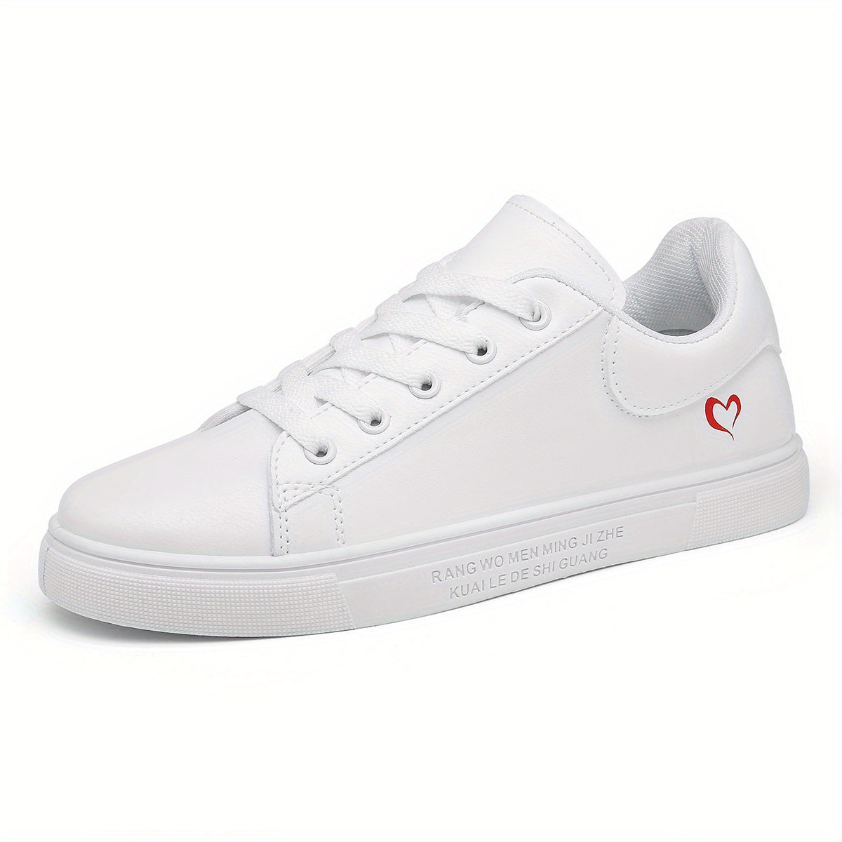 Heart Pattern Skate Shoes Lace Up Flat Casual Sneakers