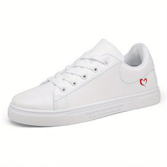 Heart Pattern Skate Shoes Lace Up Flat Casual Sneakers