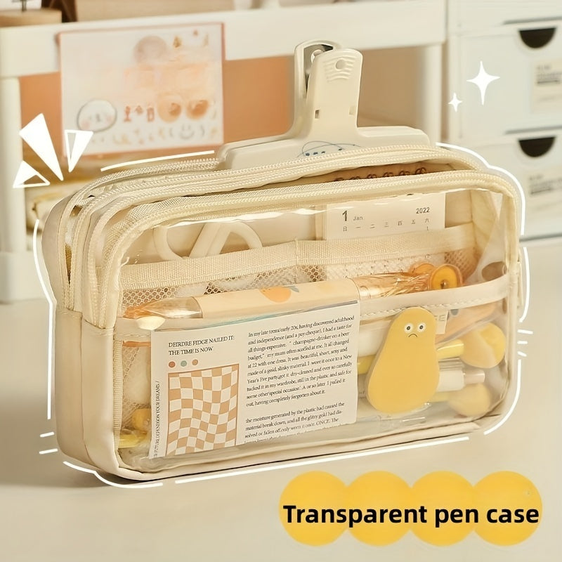 Transparent Pencil Case Stationery Box 2pcs Set