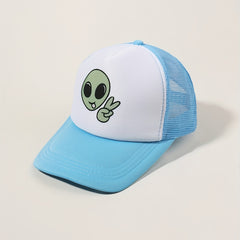 Alien Print Baseball Cap Mesh Trucker Hat Casual Adjustable Sunscreen Sports Hat