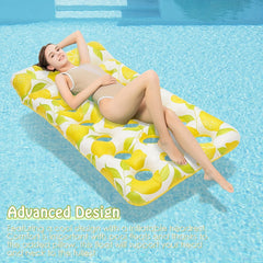 Lemon Print Inflatable Pool Lounger for Relaxation and Tanning
