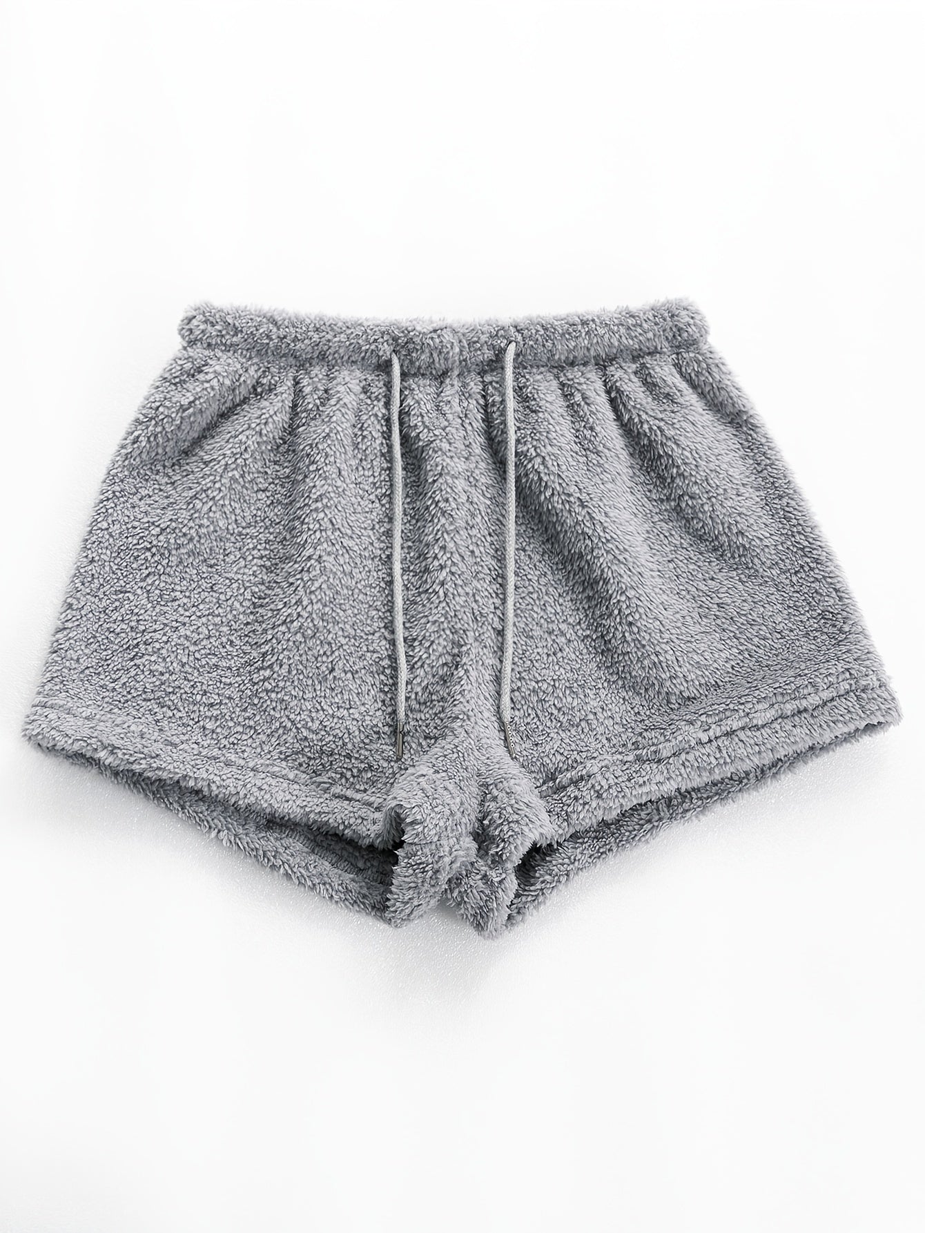 Cozy Fuzzy Drawstring Sleep Shorts for Women