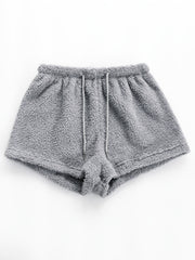 Cozy Fuzzy Drawstring Sleep Shorts for Women