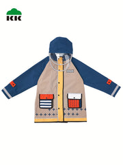 Kids Cartoon Hooded Raincoat Boy Girl Primary School Student Poncho Coat