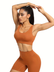 Ribbed Yoga Set: Sports Bra & High Waist Shorts