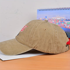 Vintage Washed Adult Baseball Cap Flag Embroidery Sun Visor Couple Hats