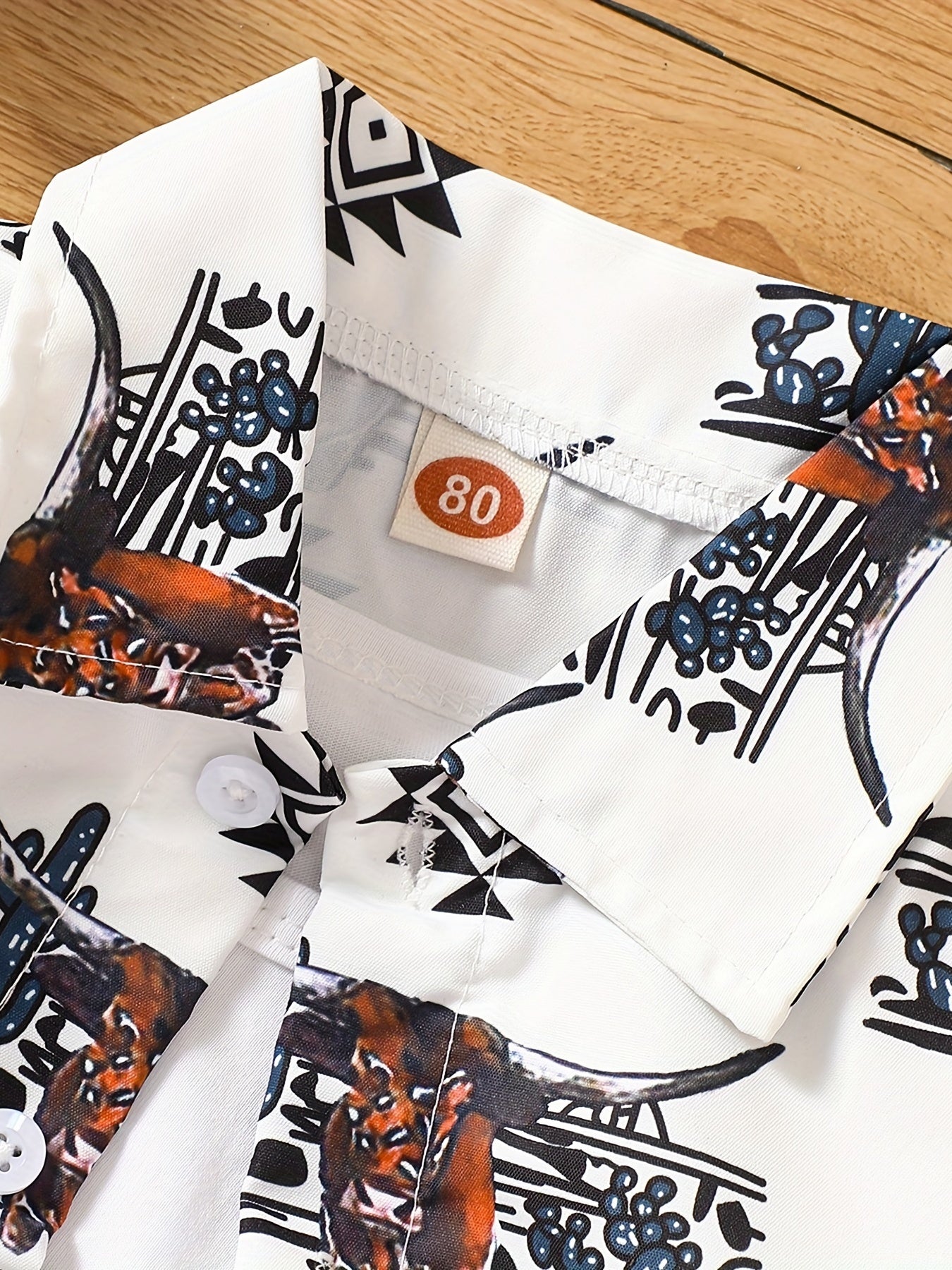 Baby Boys Bull Graphic Print Short Sleeve Shirt