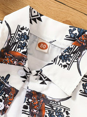 Baby Boys Bull Graphic Print Short Sleeve Shirt