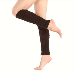 Twist Knitted Leg Warmers Knee High Socks Women's Stockings