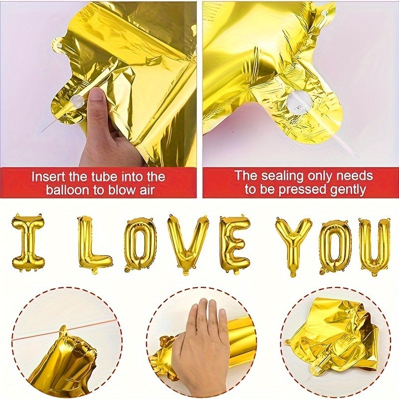 1058pcs Red Heart Balloons Heart Bear Balloons Balloons Set