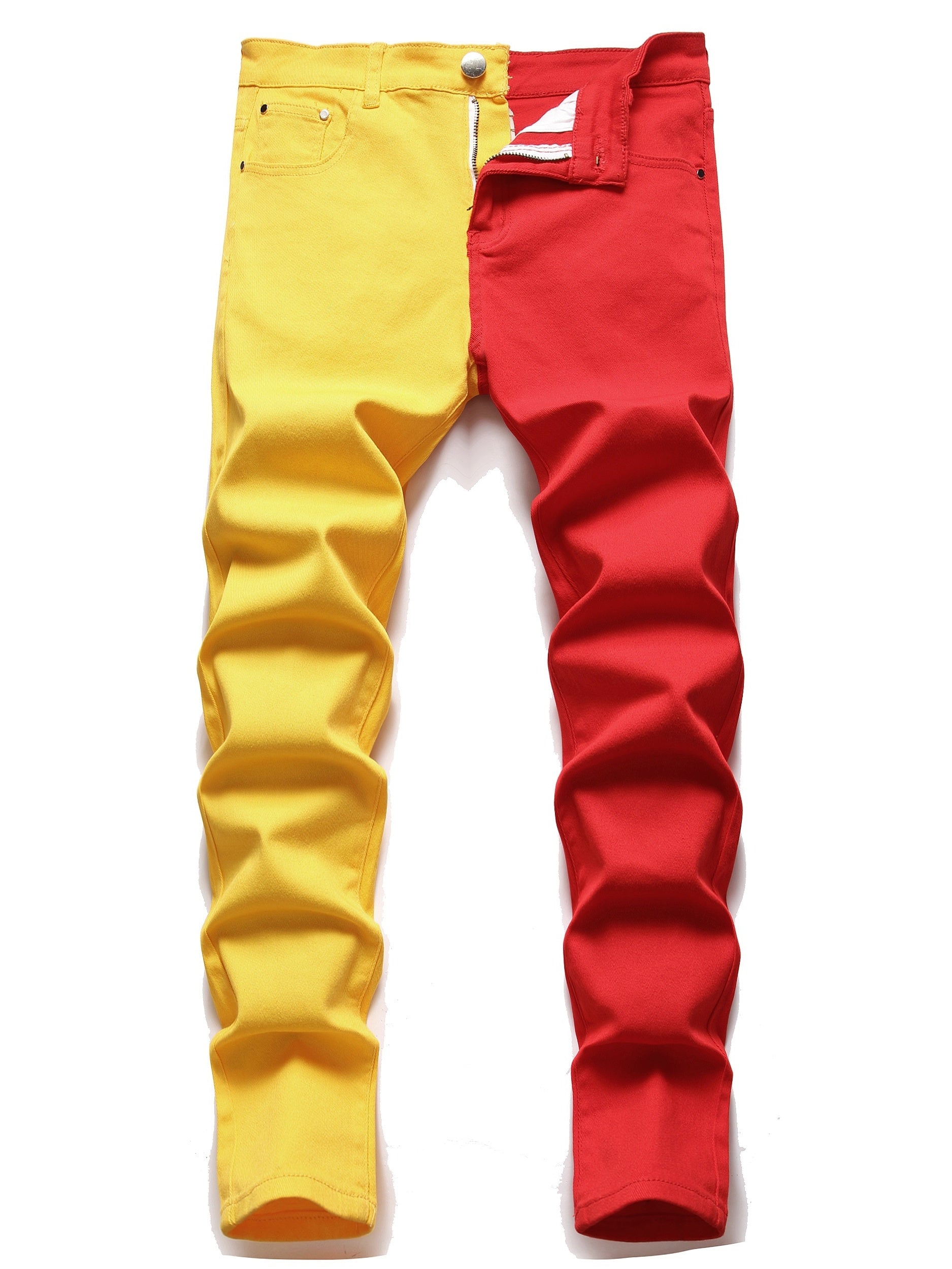Men's Skinny Street Style Patchwork Cotton Jeans