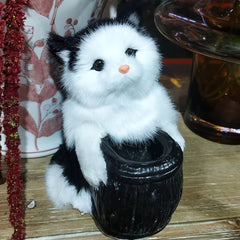 Cat Plush Desk Decoration with Pen Container