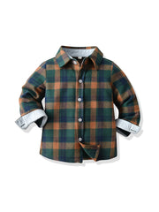 Boys Flannel Plaid Button Up Shirt