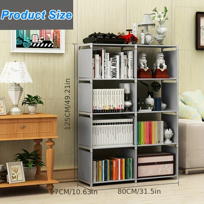 Double Grid 5-Layer Bookshelf Storage Rack Standing Desk Modern Storage