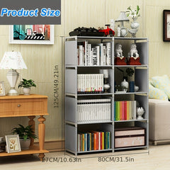 Double Grid 5-Layer Bookshelf Storage Rack Standing Desk Modern Storage
