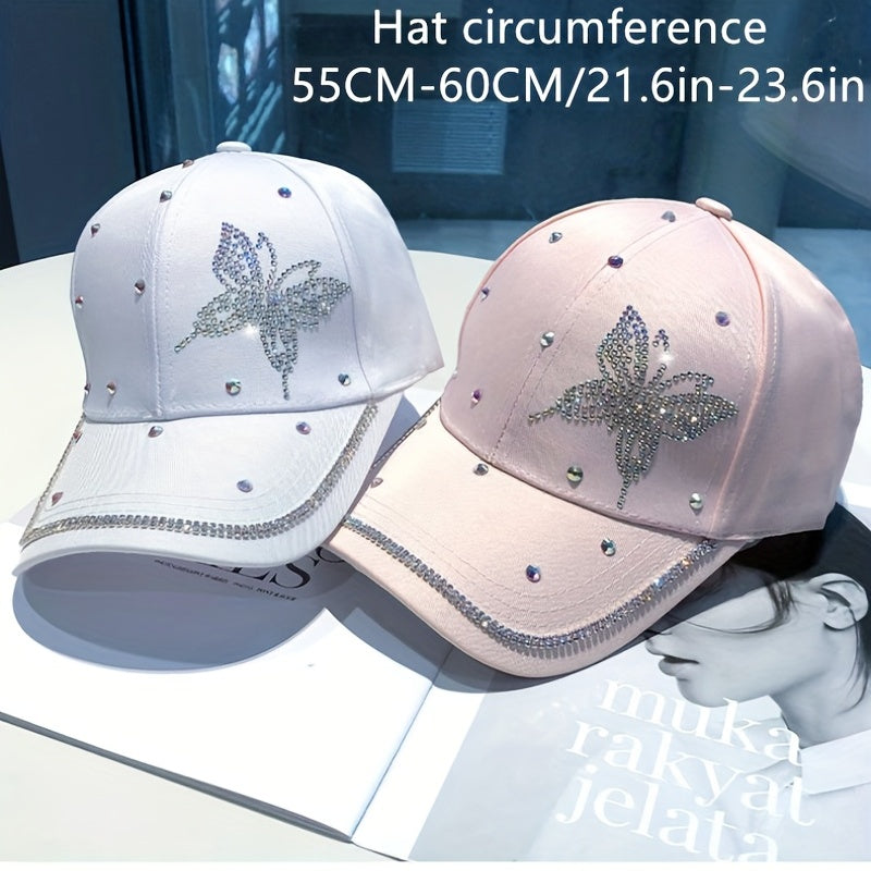 Summer Butterfly Hat Rhinestone Cap Fashion Baseball Cap