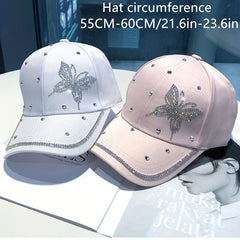 Summer Butterfly Hat Rhinestone Cap Fashion Baseball Cap