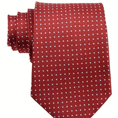 Men's Solid Red Plaid Necktie 3.6 Inch