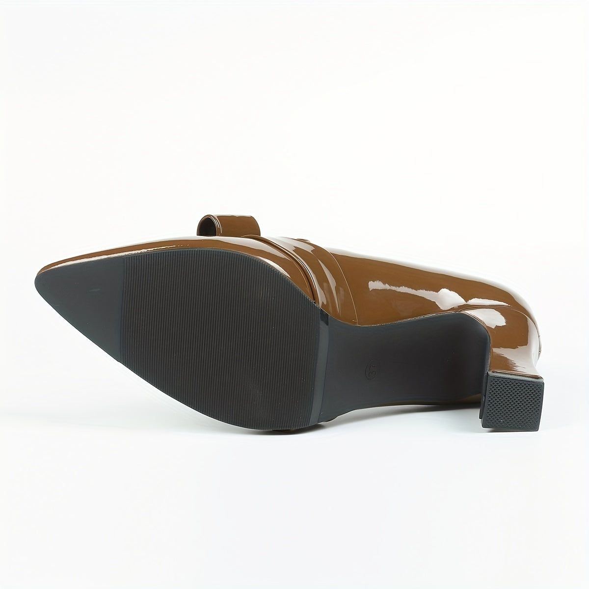 Women's Patent Leather Mary Jane Slip On Block Heel Shoes