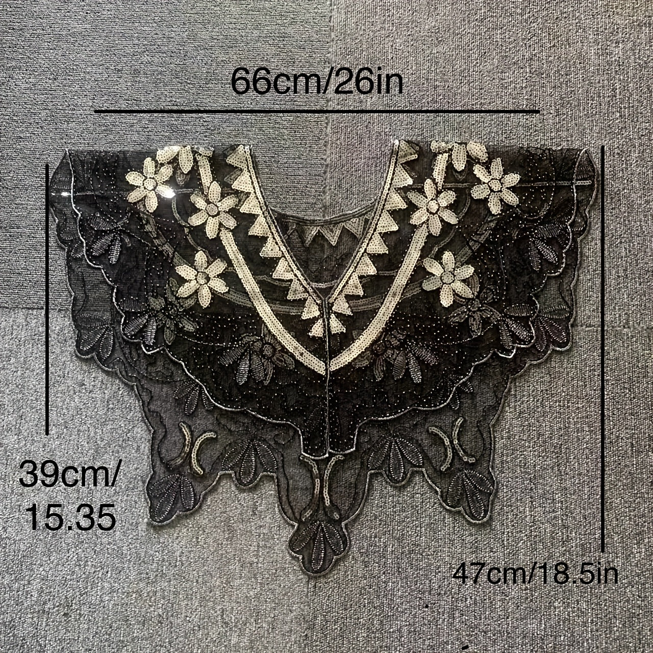 Vintage Flower Embroidery Sequin Beaded Shawl