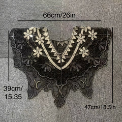 Vintage Flower Embroidery Sequin Beaded Shawl