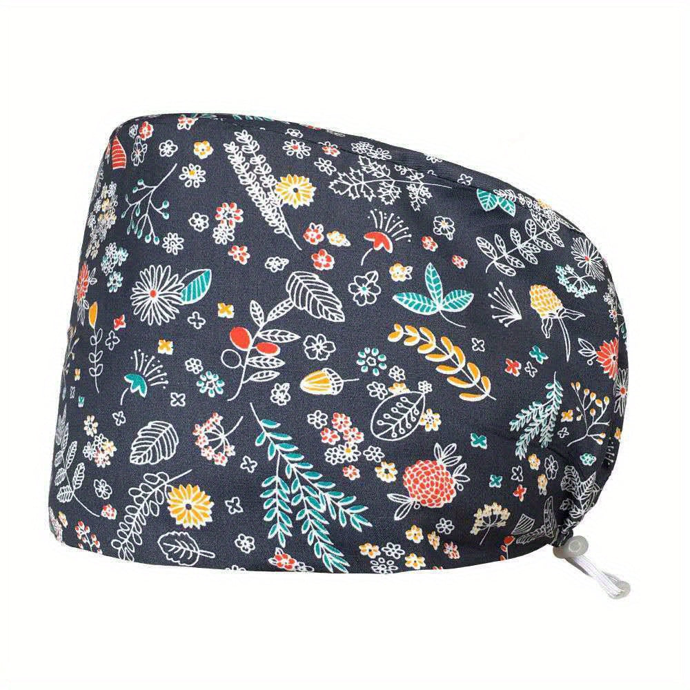 Printed Adjustable Work Cap Scrub Nurse Hat Men Women
