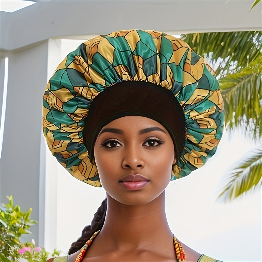 Women Cartoon Print Satin Bonnet Cap