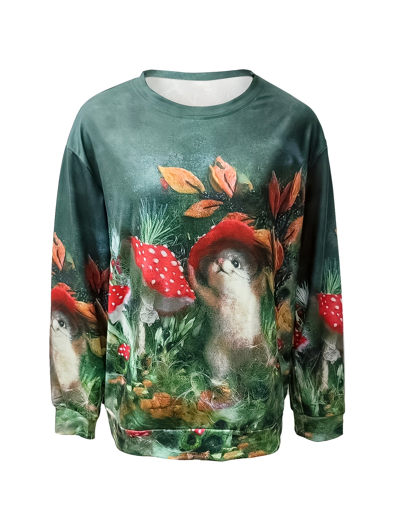 Animal Print Crew Neck Sweatshirt Women's Casual Long Sleeve Top