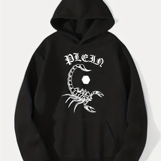 Scorpion Print Hoodie Men's Graphic Pullover Hooded Sweatshirt