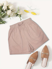 Dual Pockets Drawstring Shorts Solid for Spring & Summer