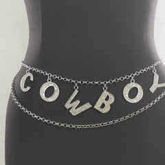 Cowboy Rhinestone Inlaid Belly Chain Dress Pants Accessory