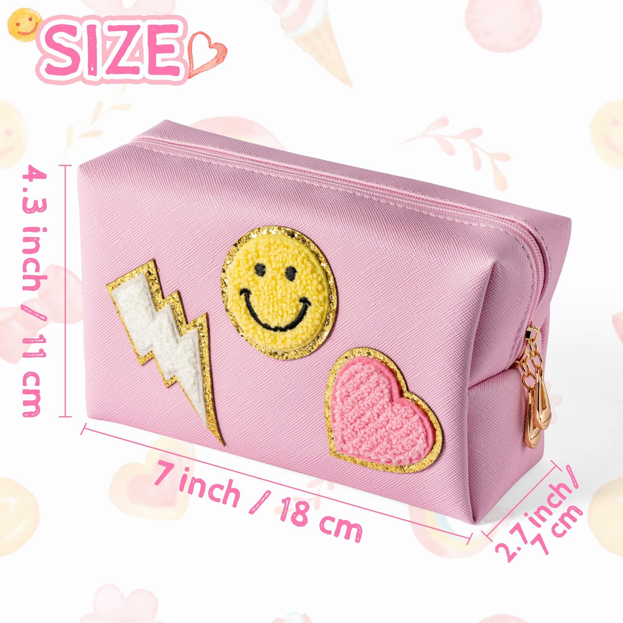 Preppy Patch Cosmetic Toiletry Bag Portable Waterproof Makeup Bag