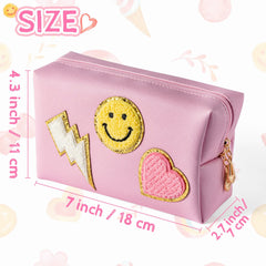 Preppy Patch Cosmetic Toiletry Bag Portable Waterproof Makeup Bag