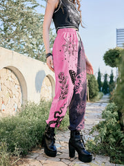 Colorblock Graffiti Print Jogger Trousers