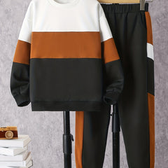 Boy's 2pcs Sweatshirt & Sweatpants Set for Spring Fall