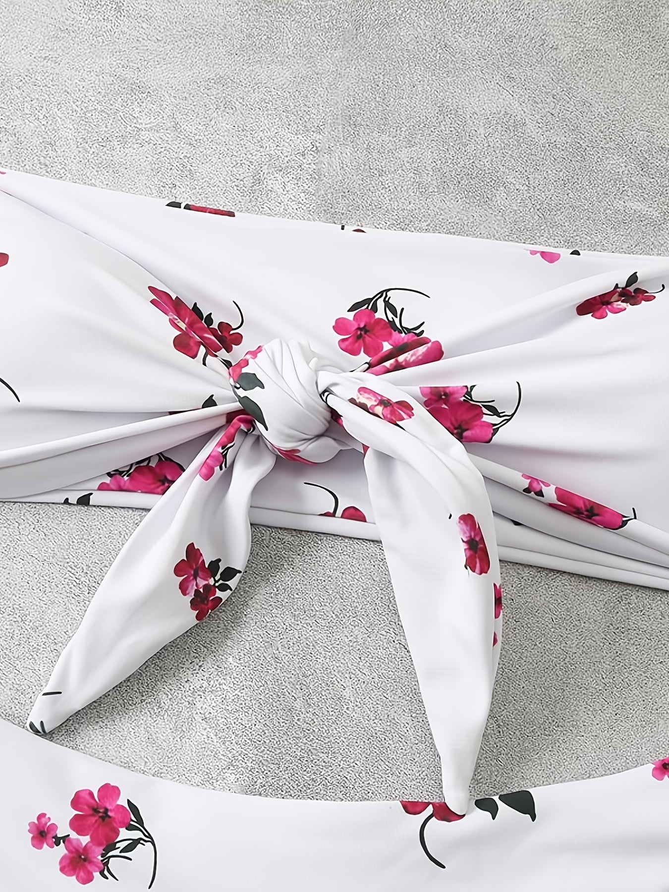 Floral Print Bandeau Bikini Set Strapless Tube Top 2 Piece Swimsuit