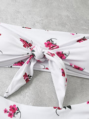 Floral Print Bandeau Bikini Set Strapless Tube Top 2 Piece Swimsuit