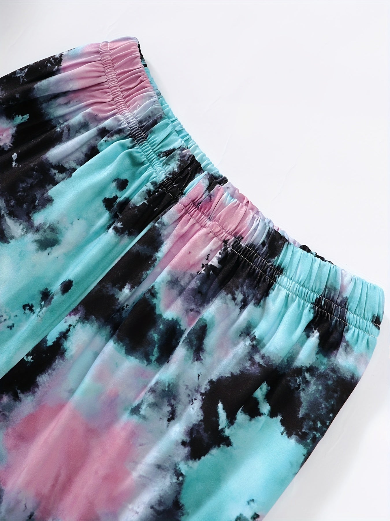 Girl's Tie Dye 2pcs Hoodie & Sweatpants Set Love Heart Print Top