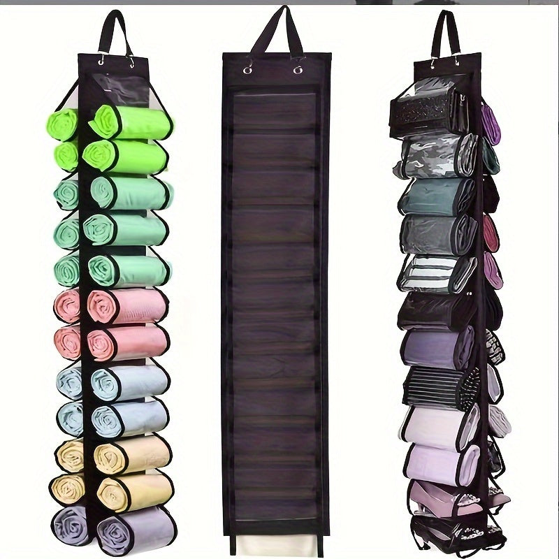 Legging Storage Bag Hanging Over the Door with Double Side Grids