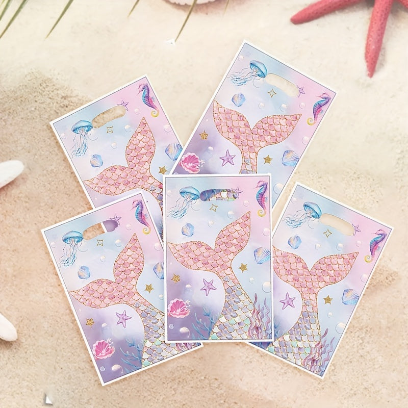 10pcs Pink Mermaid Fish Tail Party Bags