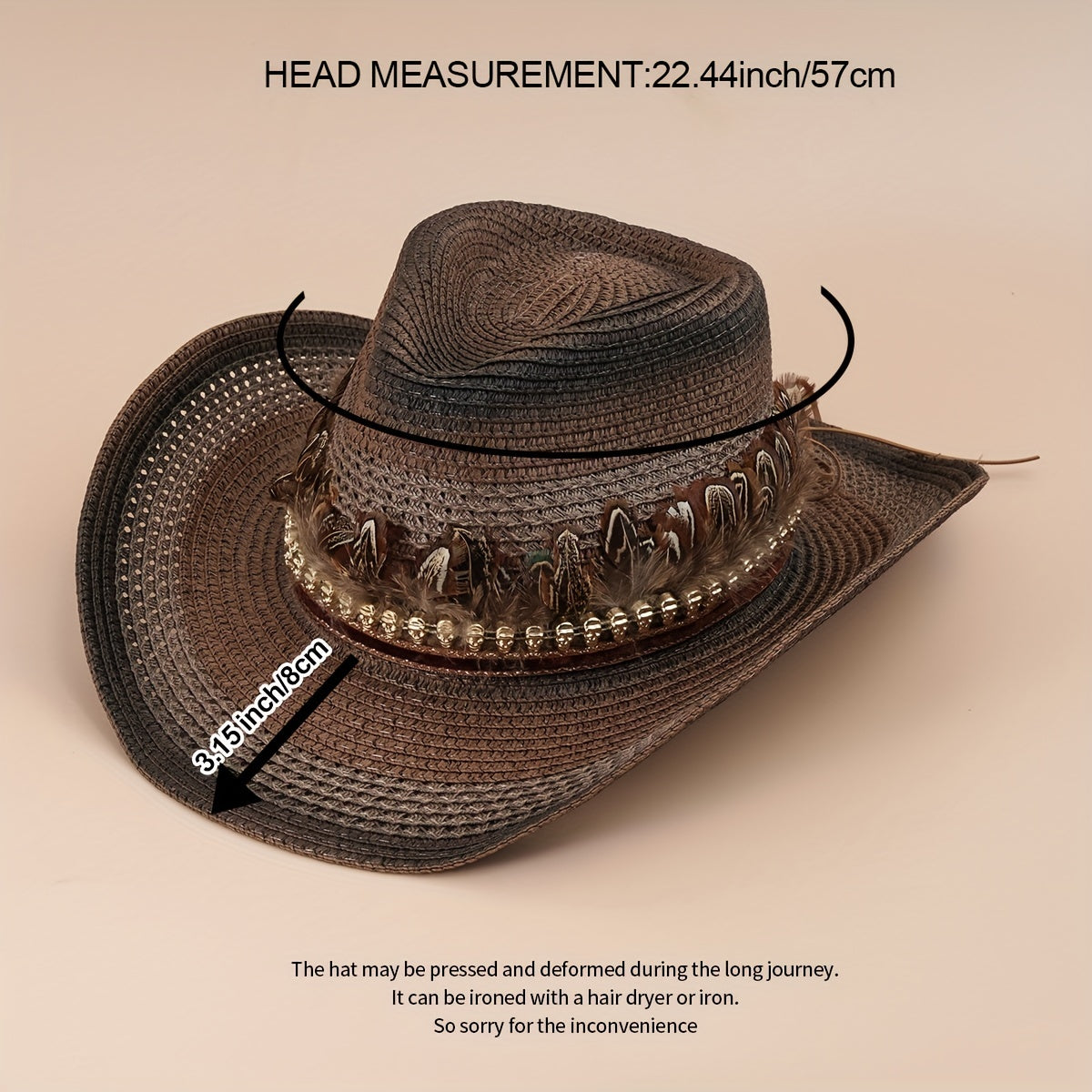 Ethnic Style Straw Cowboy Hat Skull Tibetan Vacation Beach Hat