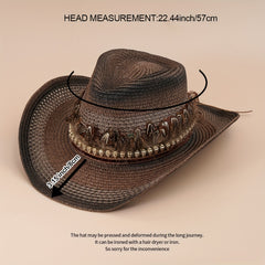 Ethnic Style Straw Cowboy Hat Skull Tibetan Vacation Beach Hat