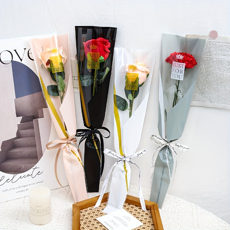 Bronzing English Single Holiday Gift Bouquet Packaging Bag - 50 Sheets